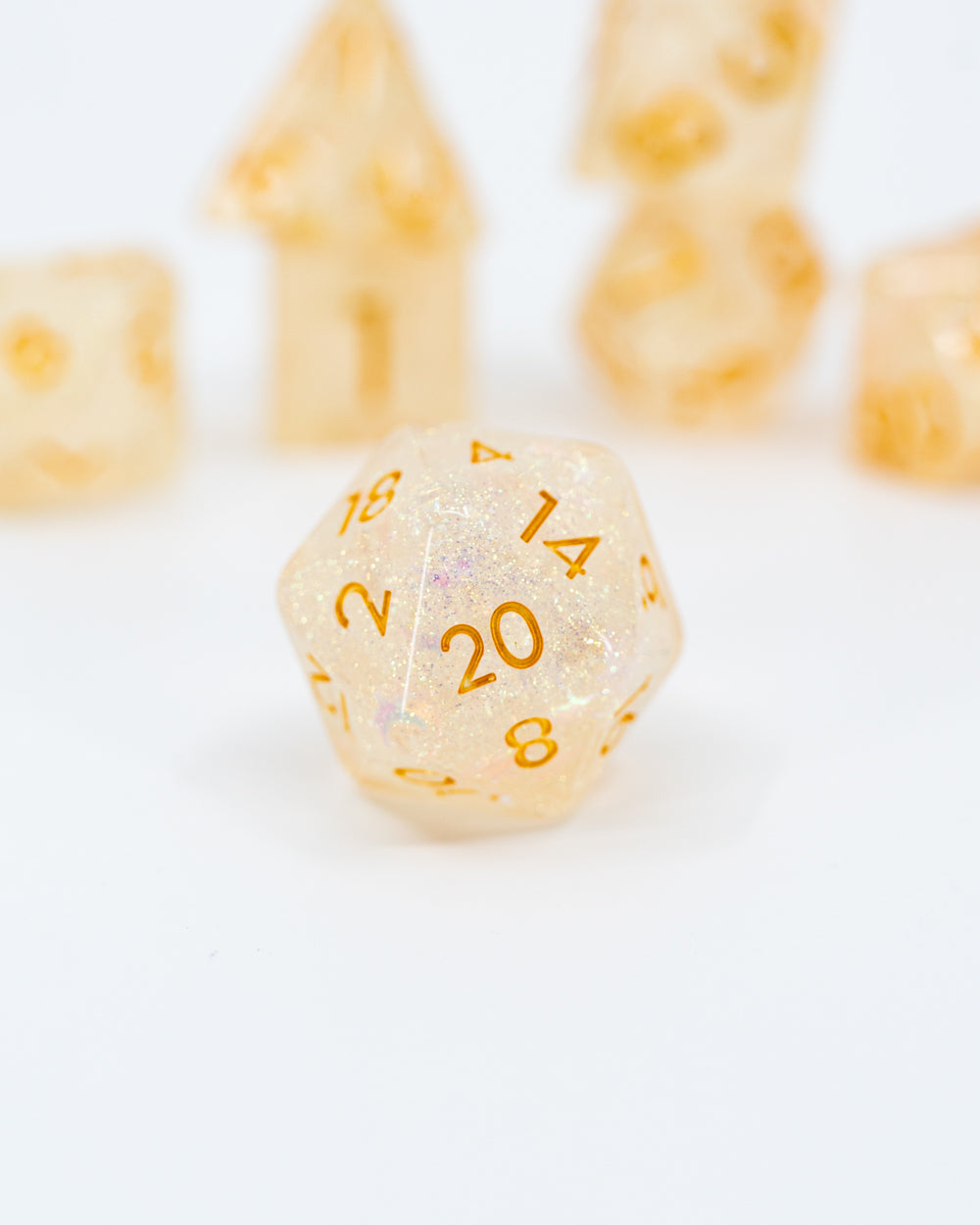 Golden One | 7 Piece Acrylic Dice Set - Emberglow Gaming