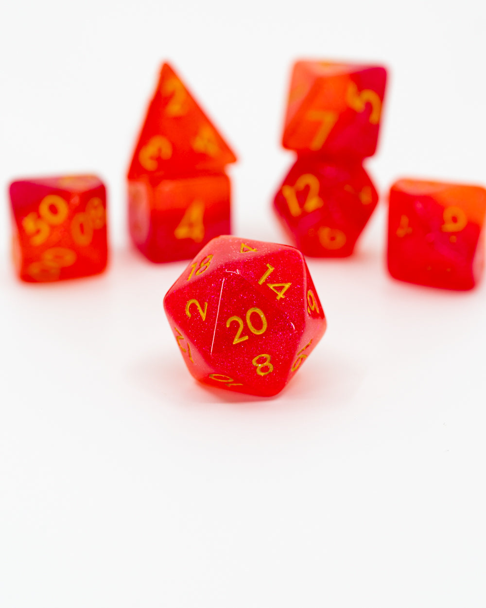 Control Flame | 7 Piece Acrylic Dice Set - Emberglow Gaming