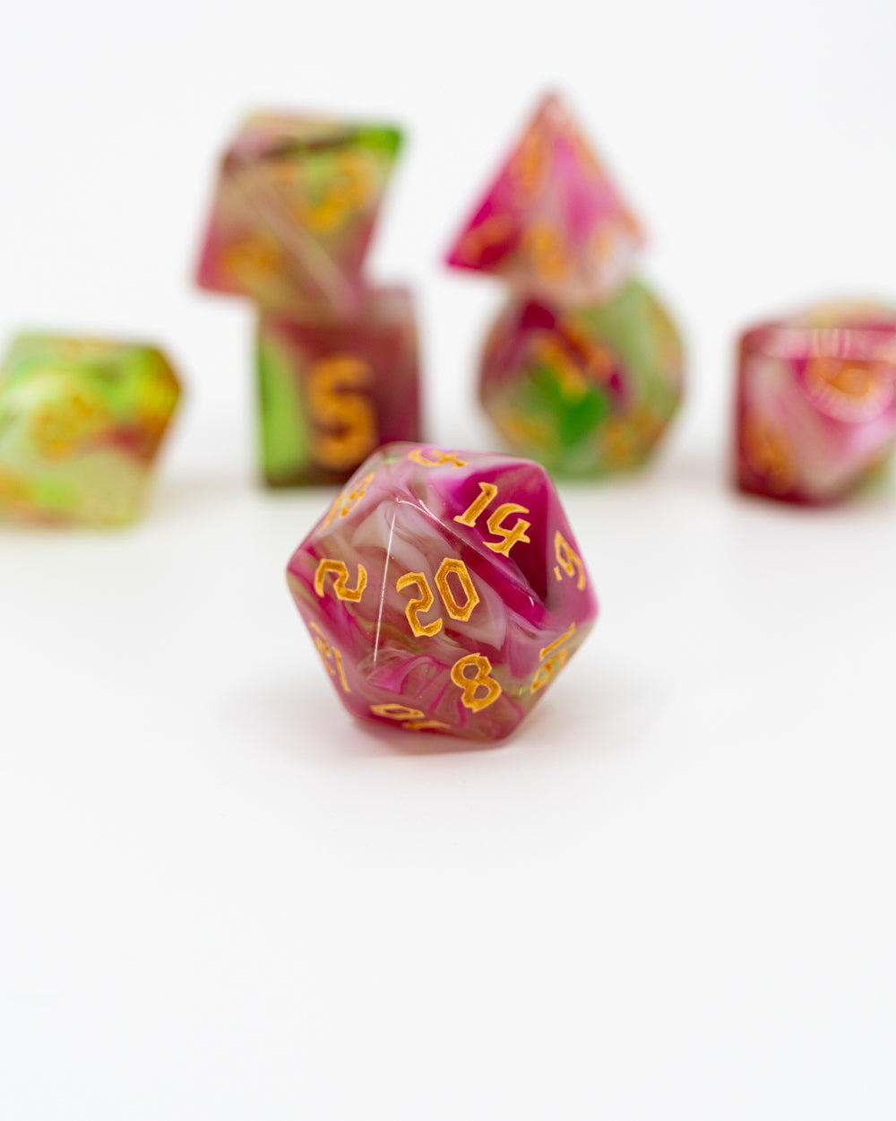 Watermelon Sugar | 7 Piece Acrylic Dice Set - Emberglow Gaming