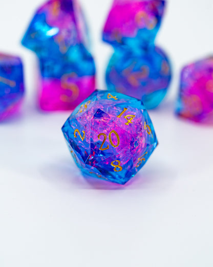 Lover’s Laugh| 7 Piece "Glass Cut" Gem Resin Dice Set
