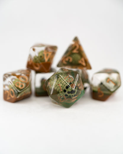 Hedgeford | Hedgehog | 7 Piece Acrylic Inclusion Dice Set - Emberglow Gaming