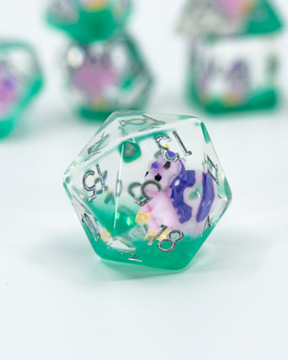 Mr Toots | Unicorn | 7 Piece Acrylic Inclusion Dice Set