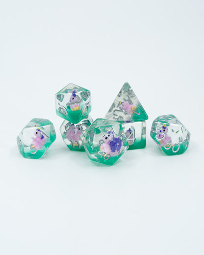 Mr Toots | Unicorn | 7 Piece Acrylic Inclusion Dice Set