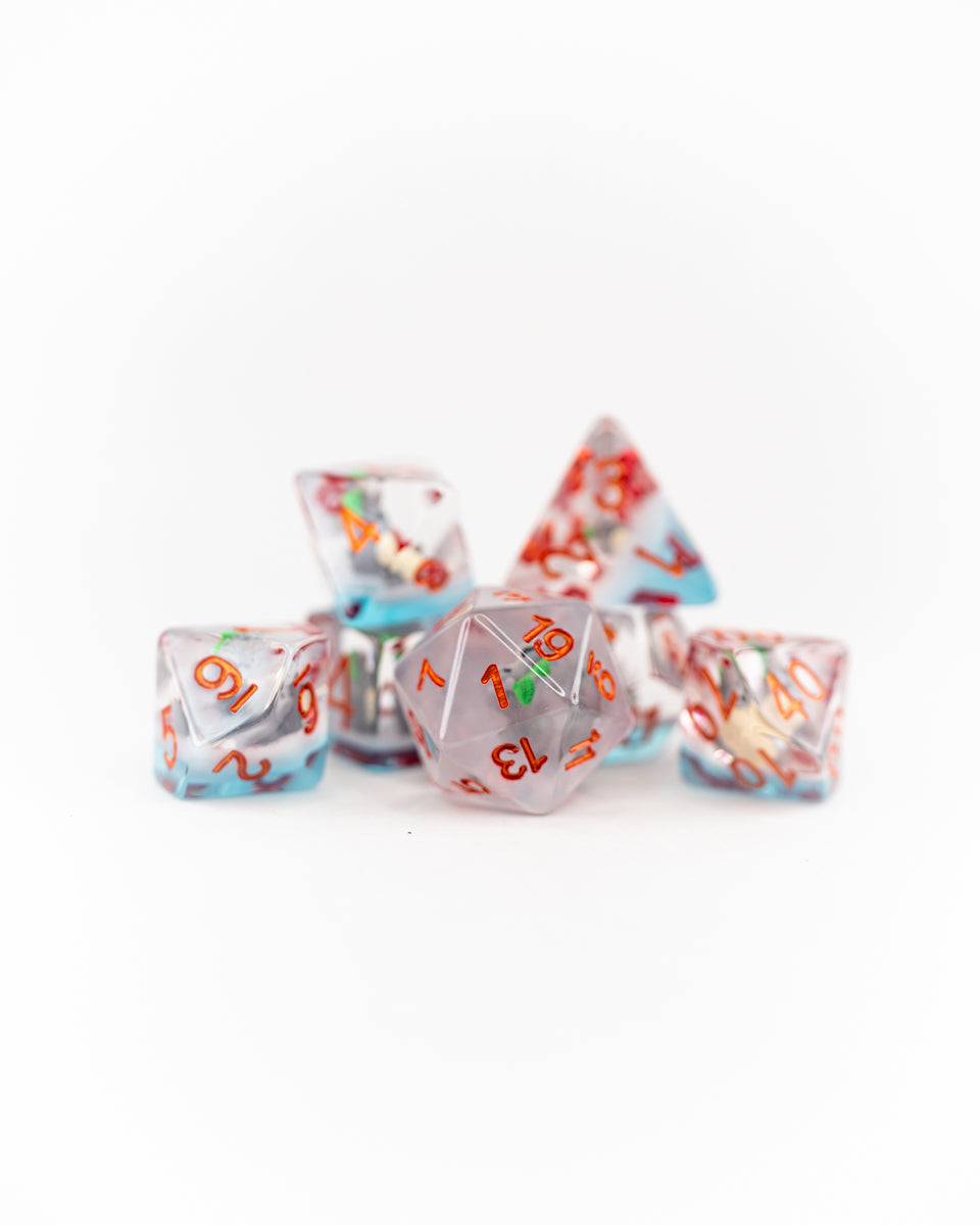 Definitely Not Totoro | 7 Piece Acrylic Inclusion Dice Set - Emberglow Gaming