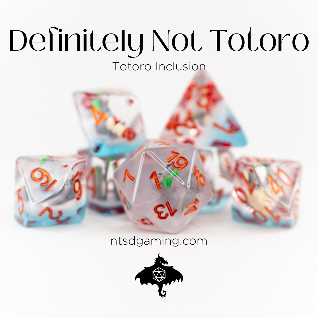 Definitely Not Totoro | 7 Piece Acrylic Inclusion Dice Set - Emberglow Gaming