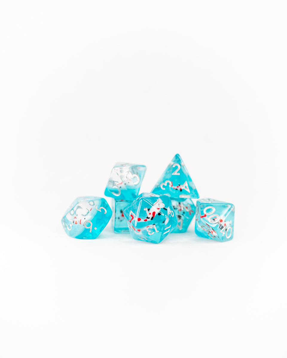 Koi | 7 Piece Acrylic Inclusion Dice Set - Emberglow Gaming