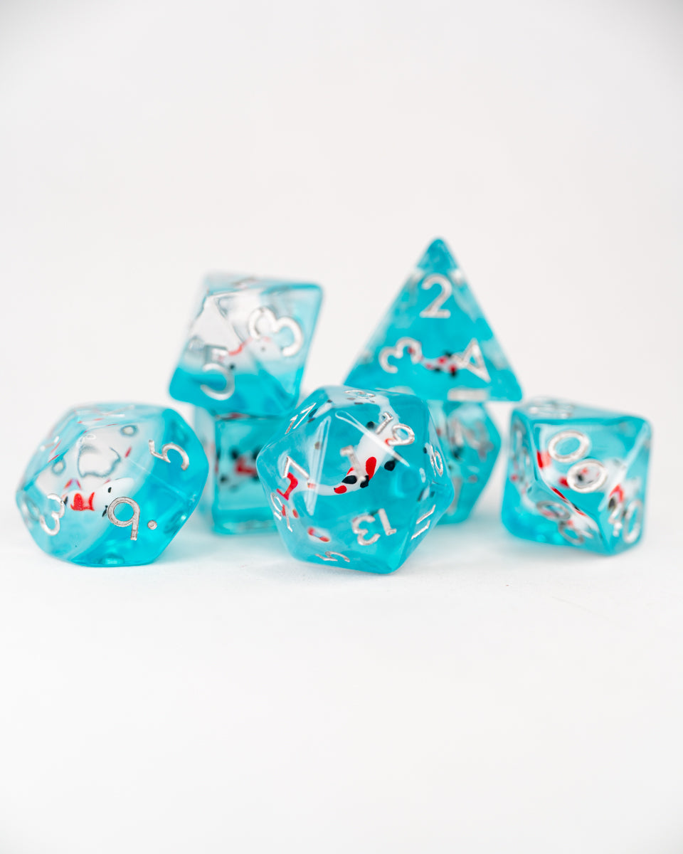 Koi | 7 Piece Acrylic Inclusion Dice Set - Emberglow Gaming