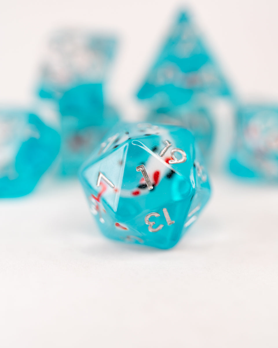 Koi | 7 Piece Acrylic Inclusion Dice Set - Emberglow Gaming