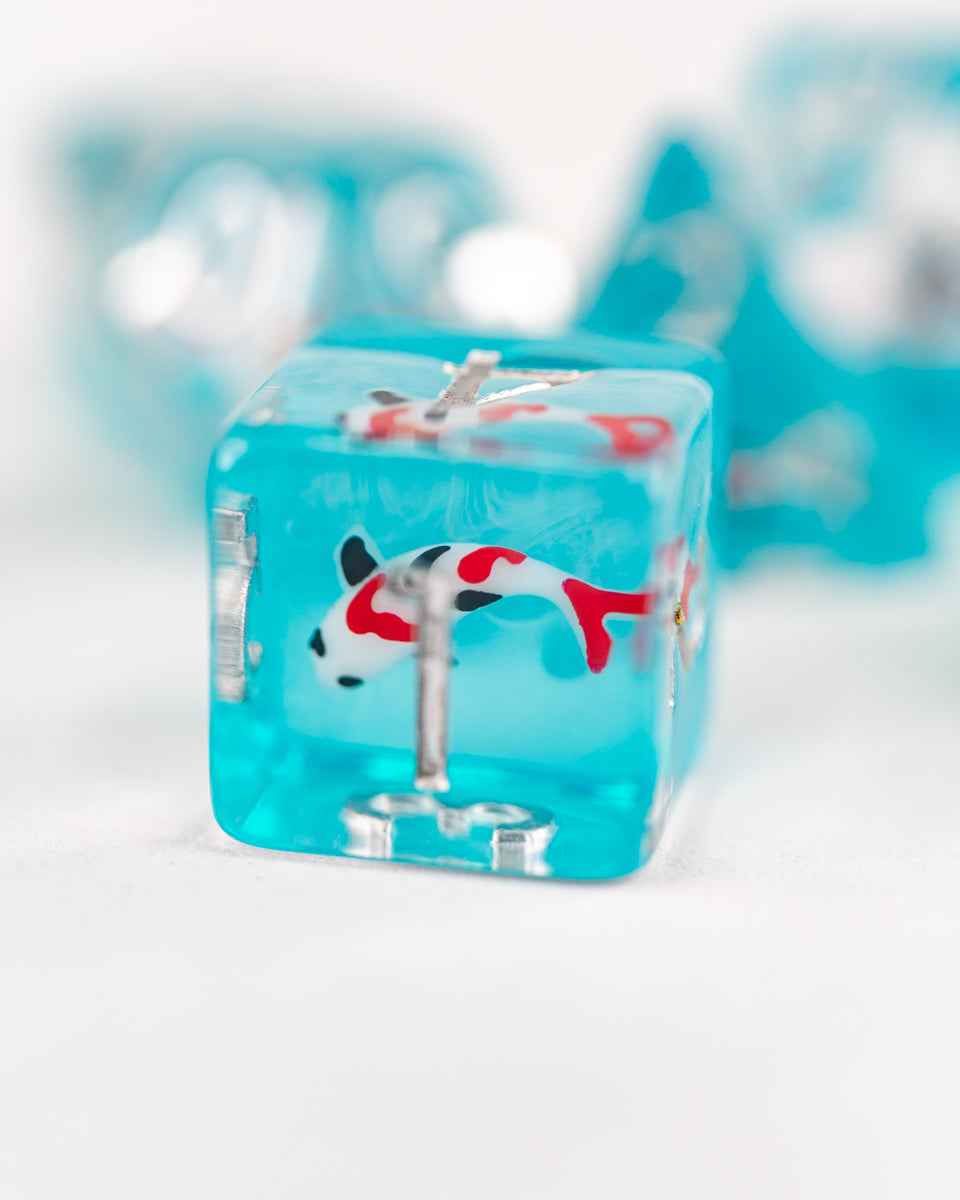 Koi | 7 Piece Acrylic Inclusion Dice Set - Emberglow Gaming