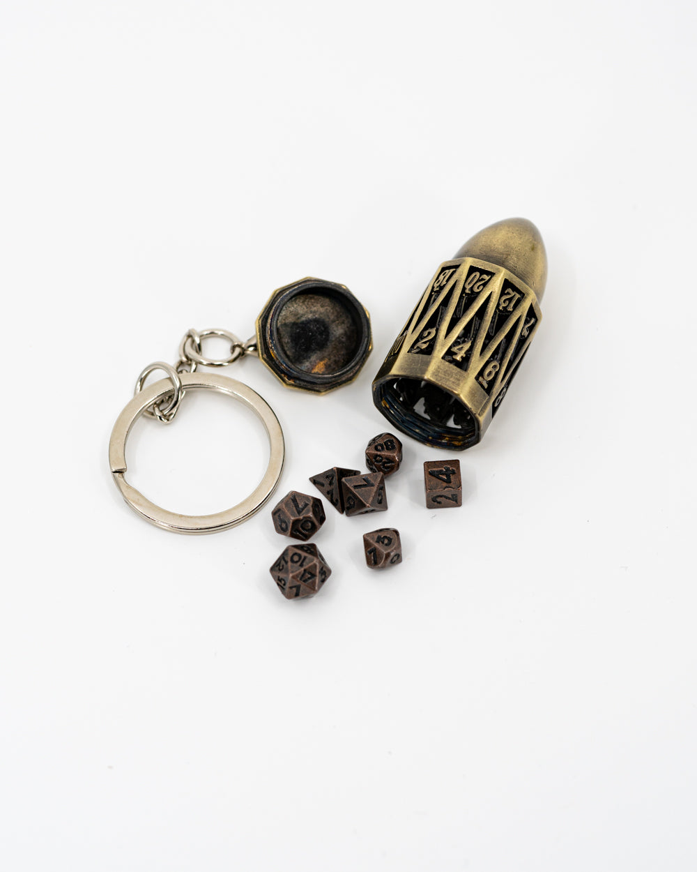 Alpha | Brass Bullet Keychain with Micro Metal Set - Emberglow Gaming