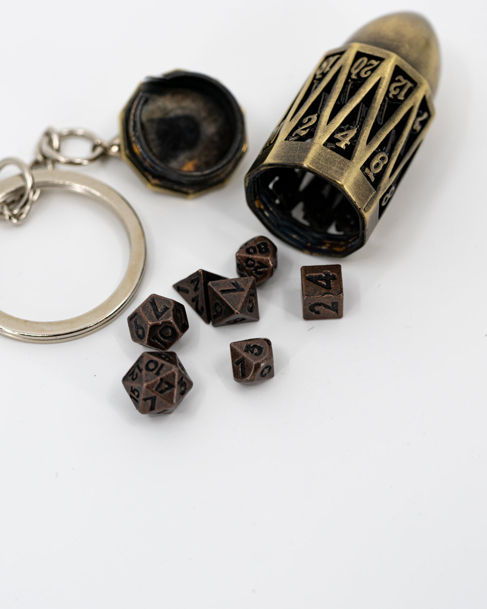 Alpha | Brass Bullet Keychain with Micro Metal Set - Emberglow Gaming