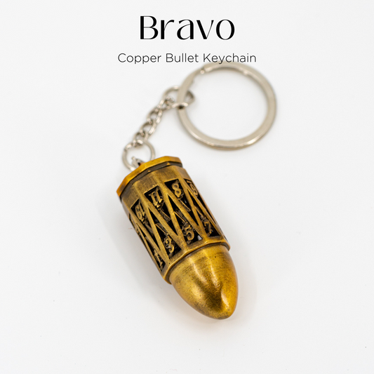 Bravo | Brass Bullet Keychain with Micro Metal Set - Emberglow Gaming