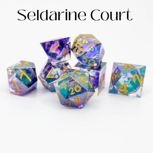 Seldarine Court | 7 Piece Liquid Core Dice Set - Emberglow Gaming