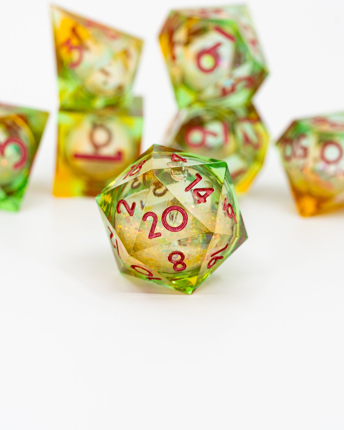 Titania's Favor | 7 Piece Liquid Core Dice Set - Emberglow Gaming