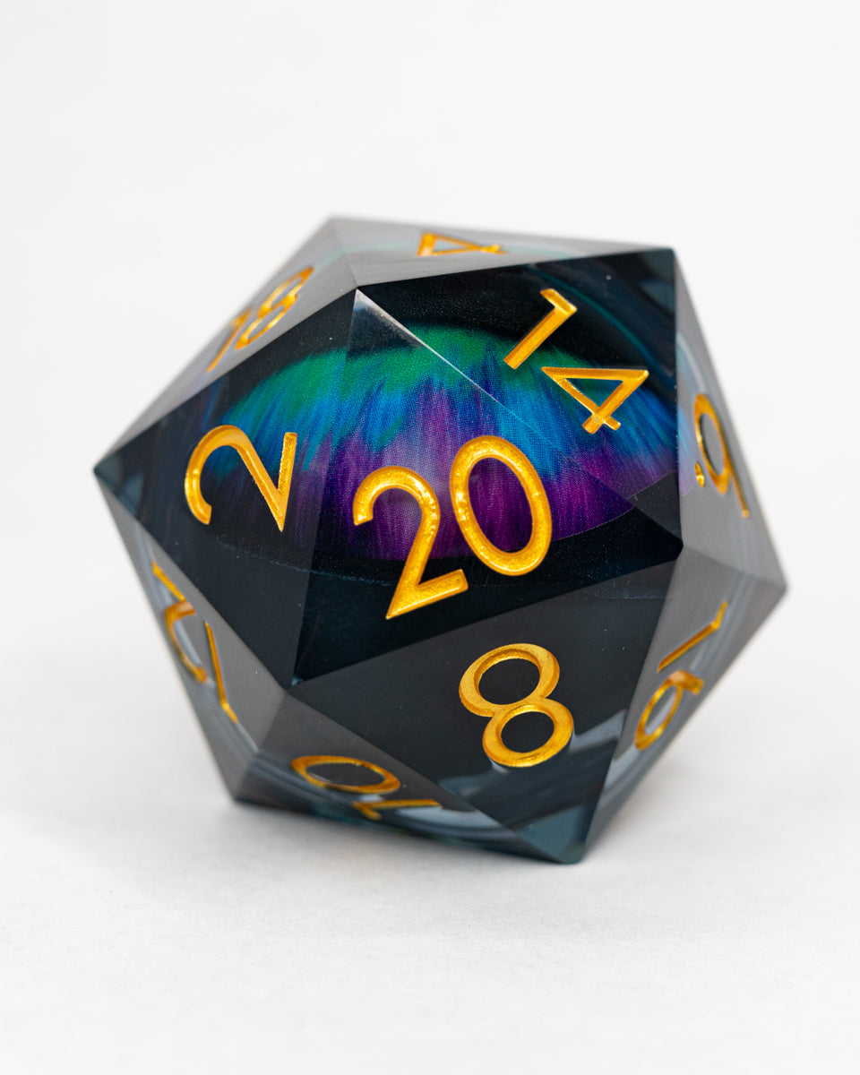 Grendel | Floating Eye Inclusion | 33MM Sharp Edge D20 - Emberglow Gaming