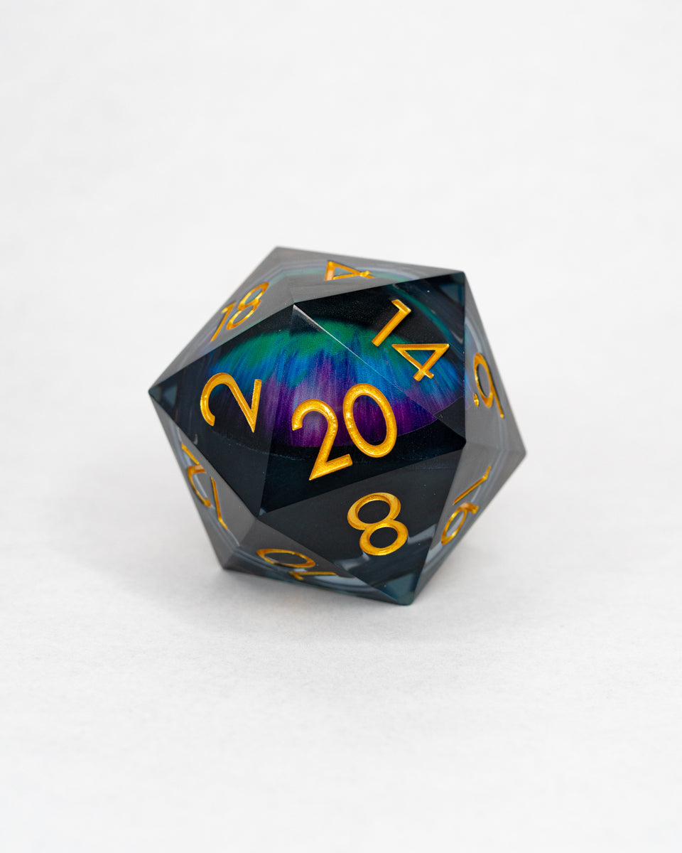 Grendel | Floating Eye Inclusion | 33MM Sharp Edge D20 - Emberglow Gaming