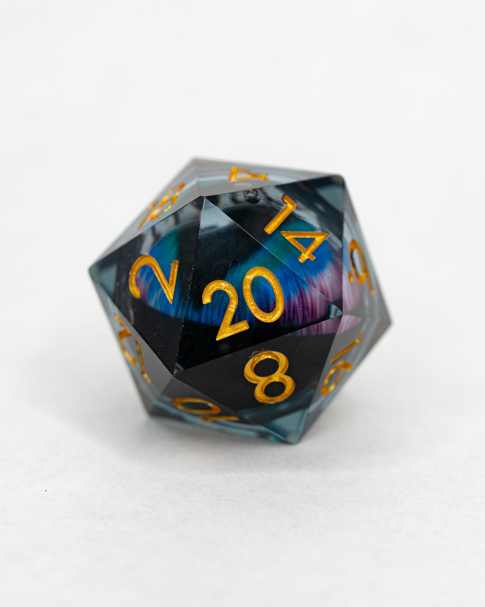 Grendel | Floating Eye Inclusion | 33MM Sharp Edge D20 - Emberglow Gaming