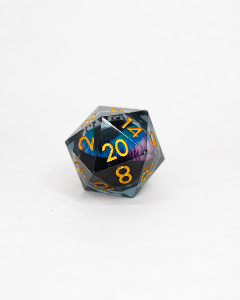 Grendel | Floating Eye Inclusion | 33MM Sharp Edge D20 - Emberglow Gaming