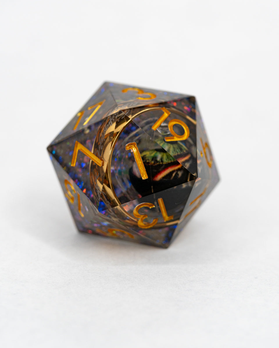 One Ring To Rule Them All | Gold Ring Inclusion | 33MM Sharp Edge D20 - Emberglow Gaming