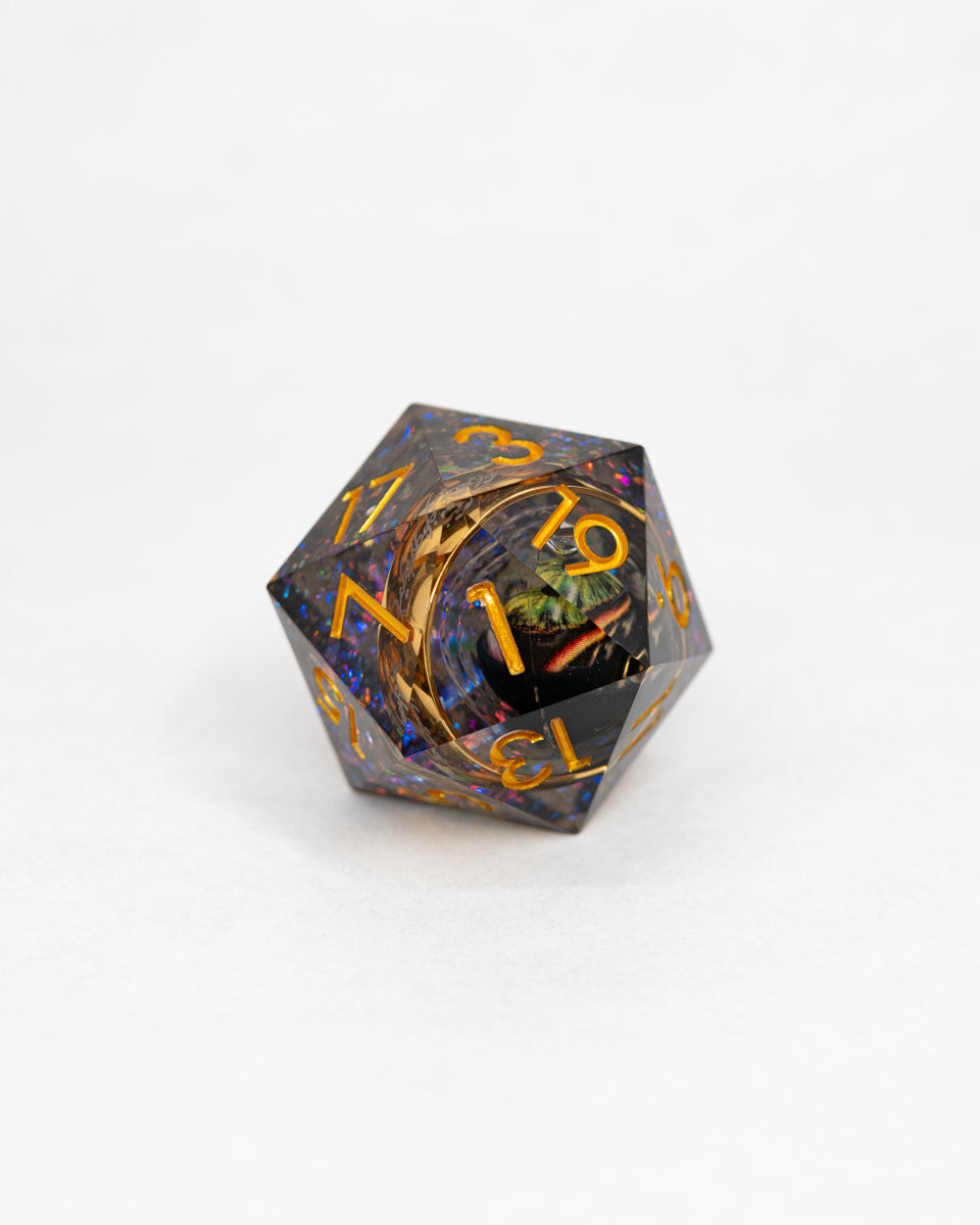 One Ring To Rule Them All | Gold Ring Inclusion | 33MM Sharp Edge D20 - Emberglow Gaming