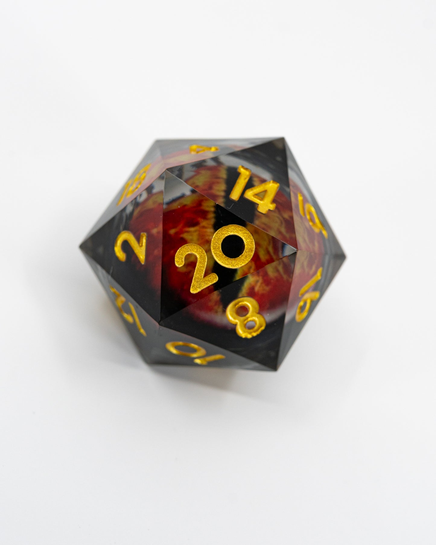 Azathoth | Floating Eye Inclusion | 33MM Sharp Edge D20 - Emberglow Gaming