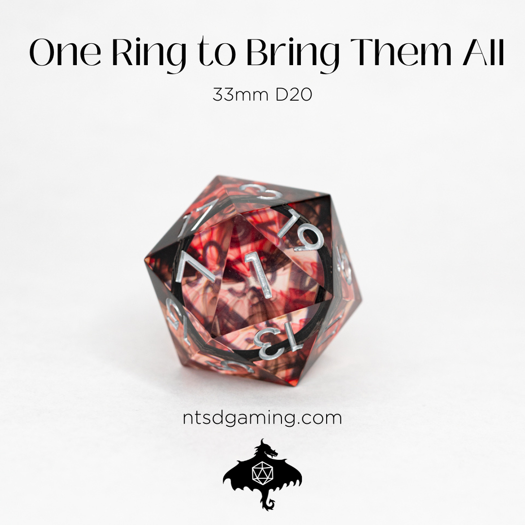 One Ring To Bring Them All | Black Ring Inclusion | 33MM Sharp Edge D20 - Emberglow Gaming