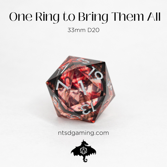 One Ring To Bring Them All | Black Ring Inclusion | 33MM Sharp Edge D20 - Emberglow Gaming