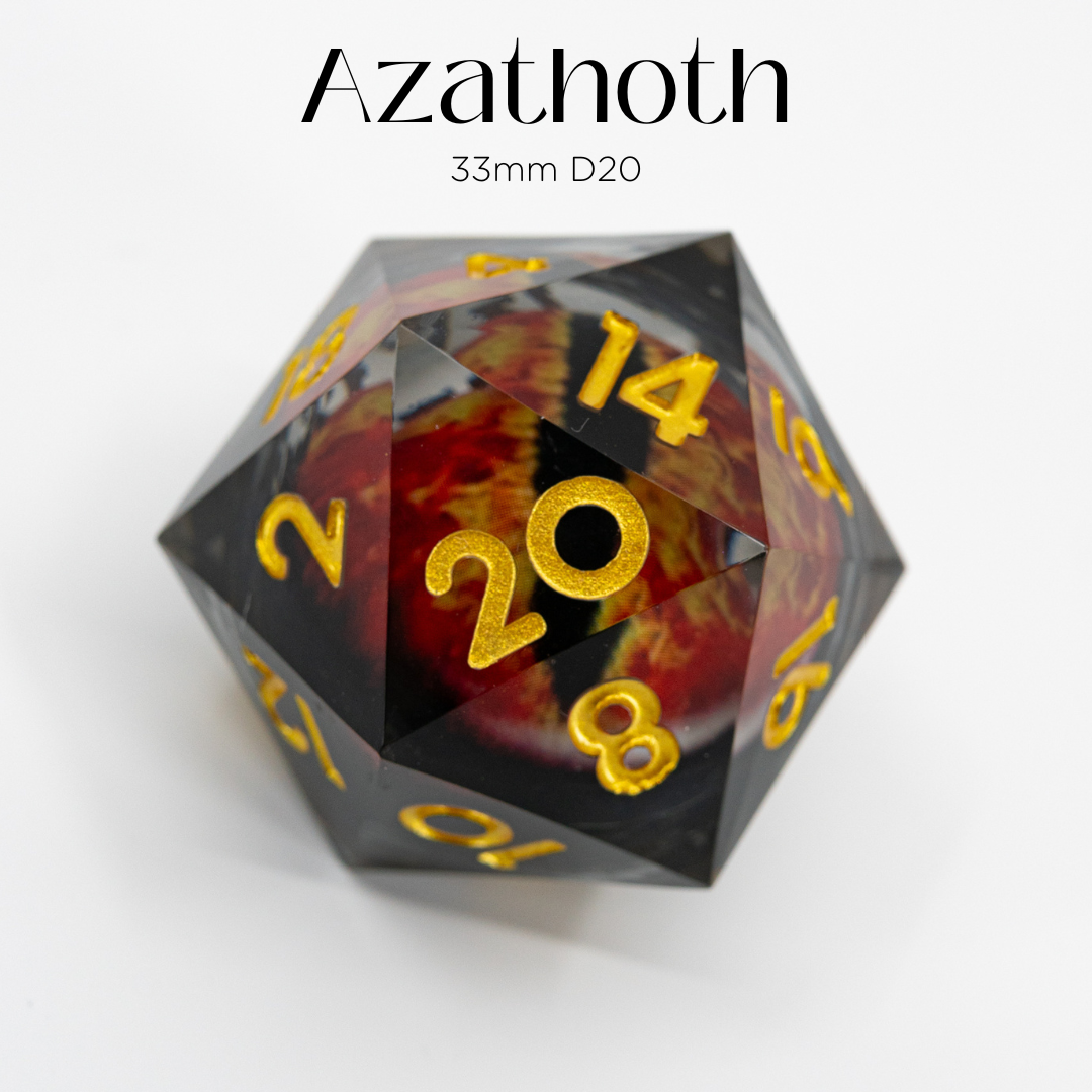 Azathoth | Floating Eye Inclusion | 33MM Sharp Edge D20 | Emberglow Gaming