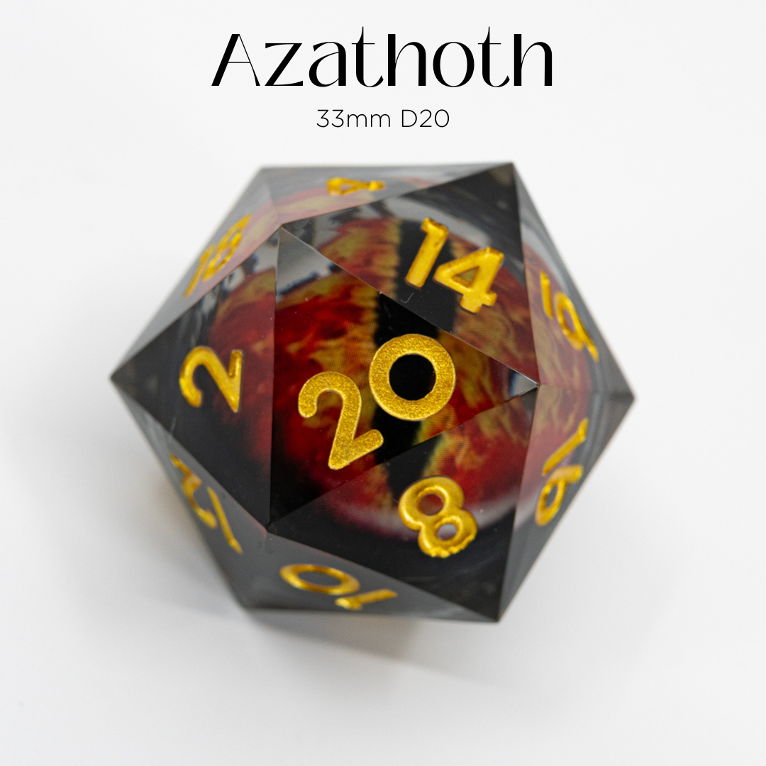 Azathoth | Floating Eye Inclusion | 33MM Sharp Edge D20 - Emberglow Gaming