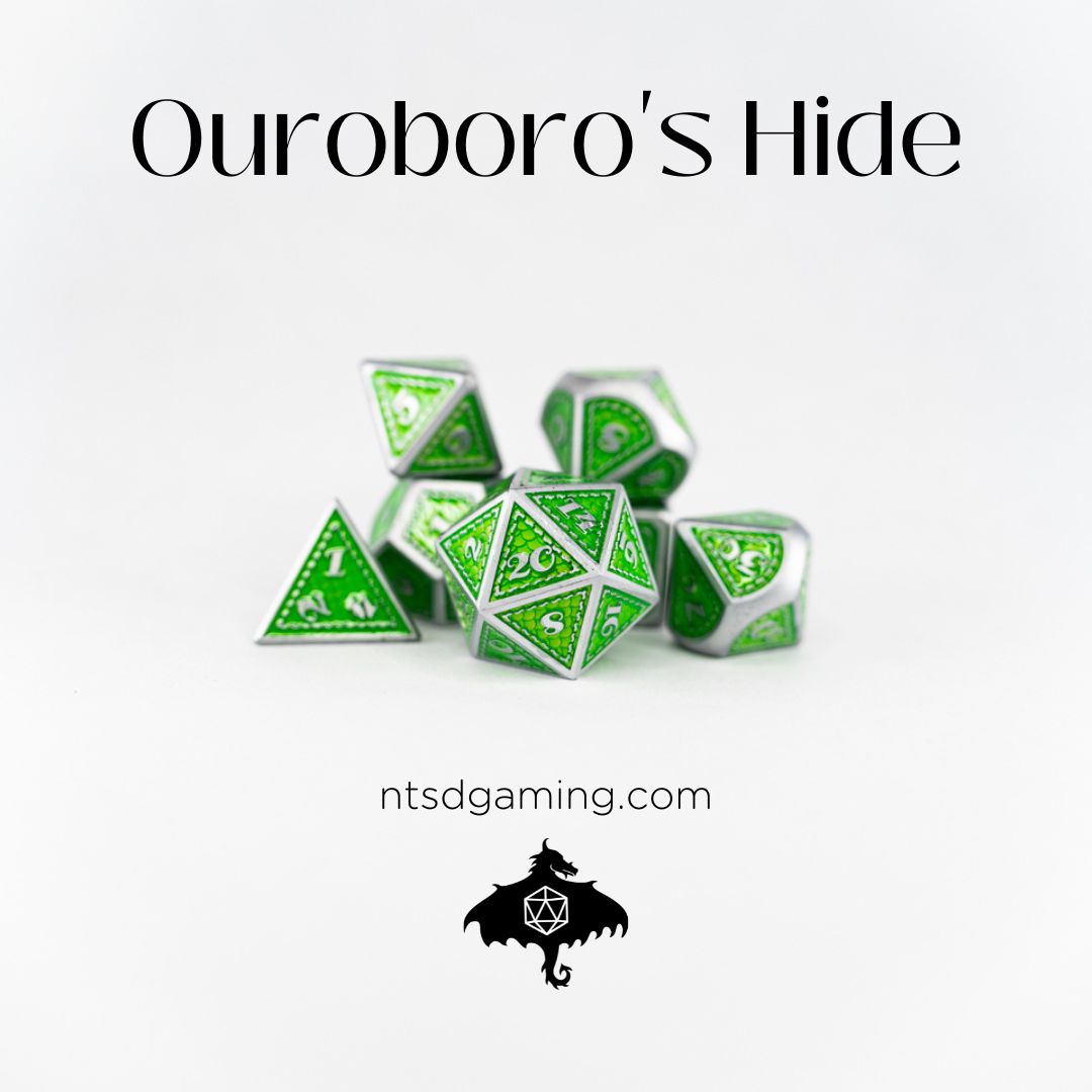 Ouroboros Hide | 7 Piece Metal Dice Set - Emberglow Gaming