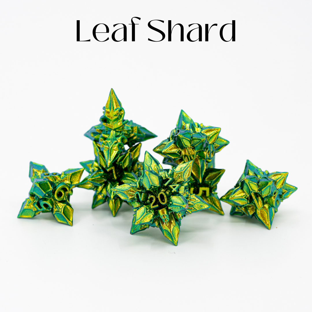 Leaf Shard | 7 Piece Metal Dice Set - Emberglow Gaming