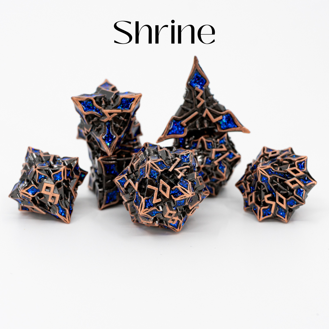 Shrine | 7 Piece Metal Dice Set - Emberglow Gaming