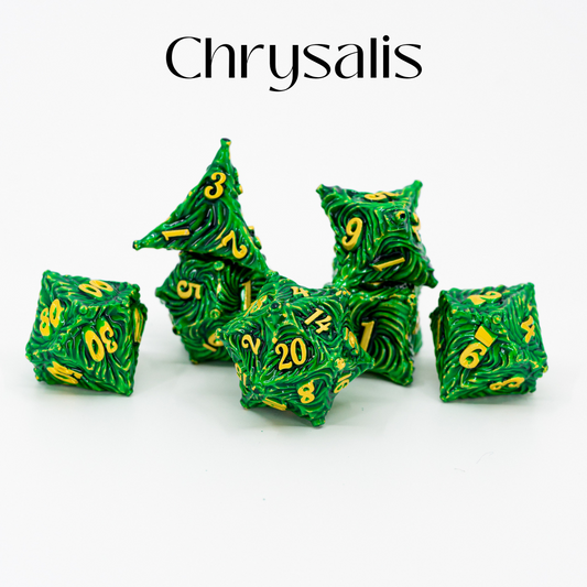 Chrysalis | 7 Piece Metal Dice Set - Emberglow Gaming