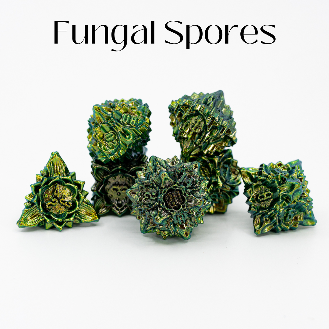 Fungal Spores | 7 Piece Metal Dice Set - Emberglow Gaming