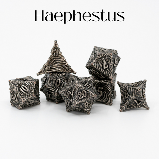 Haephestus | 7 Piece Metal Dice Set - Emberglow Gaming