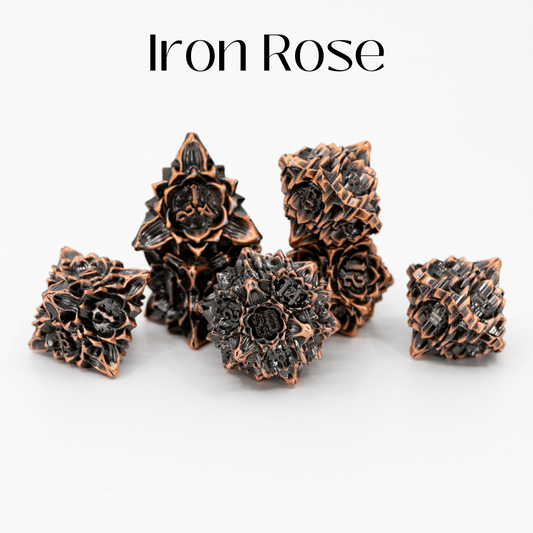 Iron Rose | 7 Piece Metal Dice Set - Emberglow Gaming