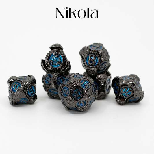 Nikola | 7 Piece Metal Dice Set - Emberglow Gaming