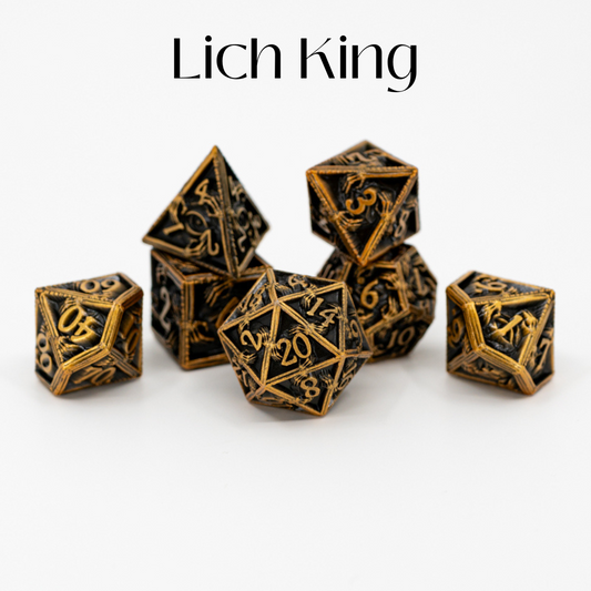 Lich King | 7 Piece Metal Dice Set - Emberglow Gaming