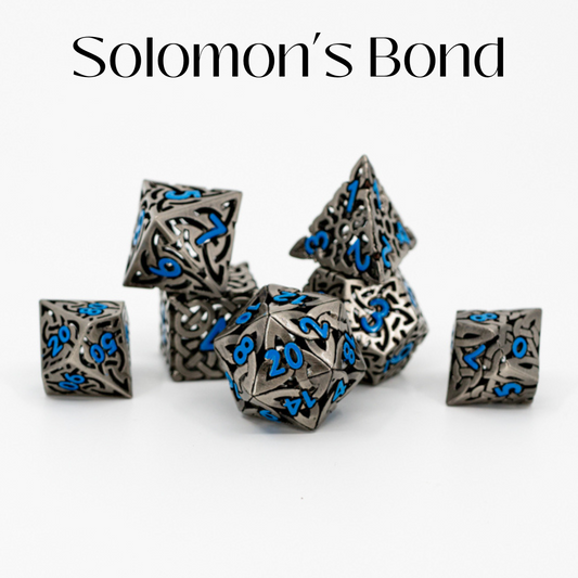 Solomon's Bond | Hollow | 7 Piece Metal Dice Set - Emberglow Gaming