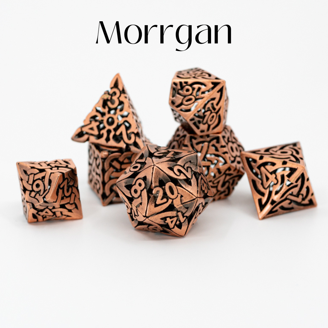 Morrgan | Hollow | 7 Piece Metal Dice Set - Emberglow Gaming