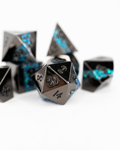 Fool's Tide | 7 Piece Metal Dice Set - Emberglow Gaming