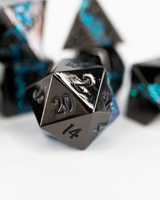 Fool's Tide | 7 Piece Metal Dice Set - Emberglow Gaming