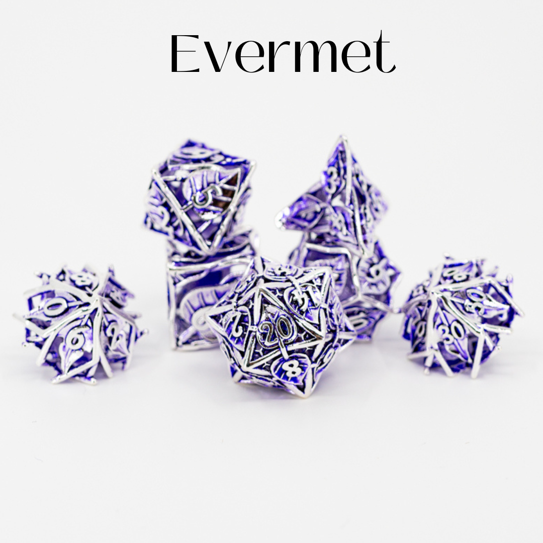 Evermet | Hollow | 7 Piece Metal Dice Set - Emberglow Gaming