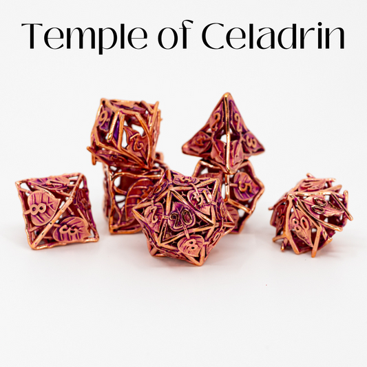 Temple of Celadrin | Hollow | 7 Piece Metal Dice Set - Emberglow Gaming