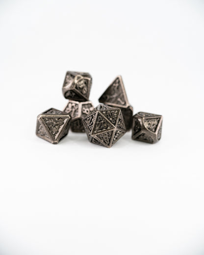 Basilisk Hide | 7 Piece Metal Dice Set - Emberglow Gaming