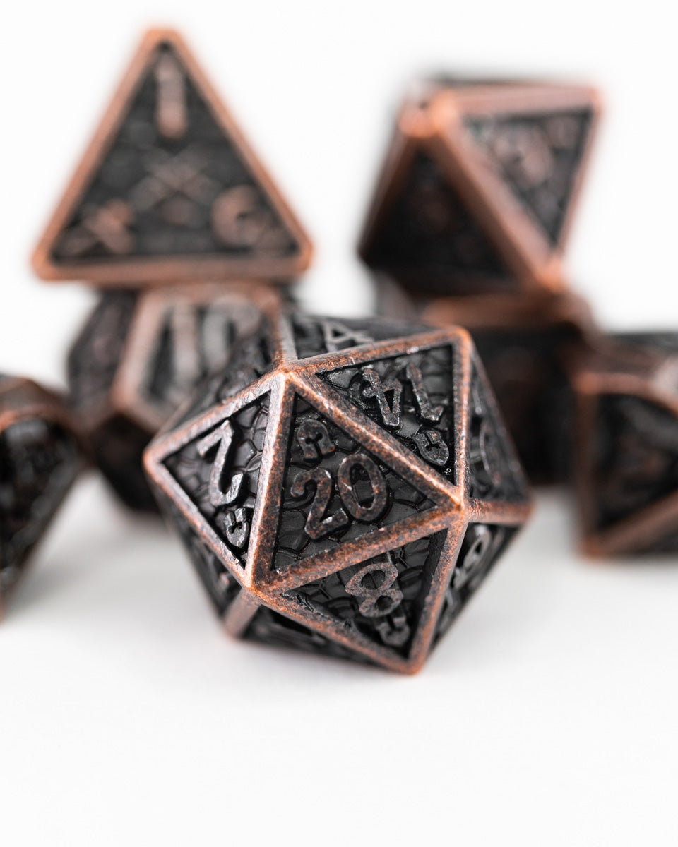 Ironmonger's Fist | 7 Piece Metal Dice Set - Emberglow Gaming
