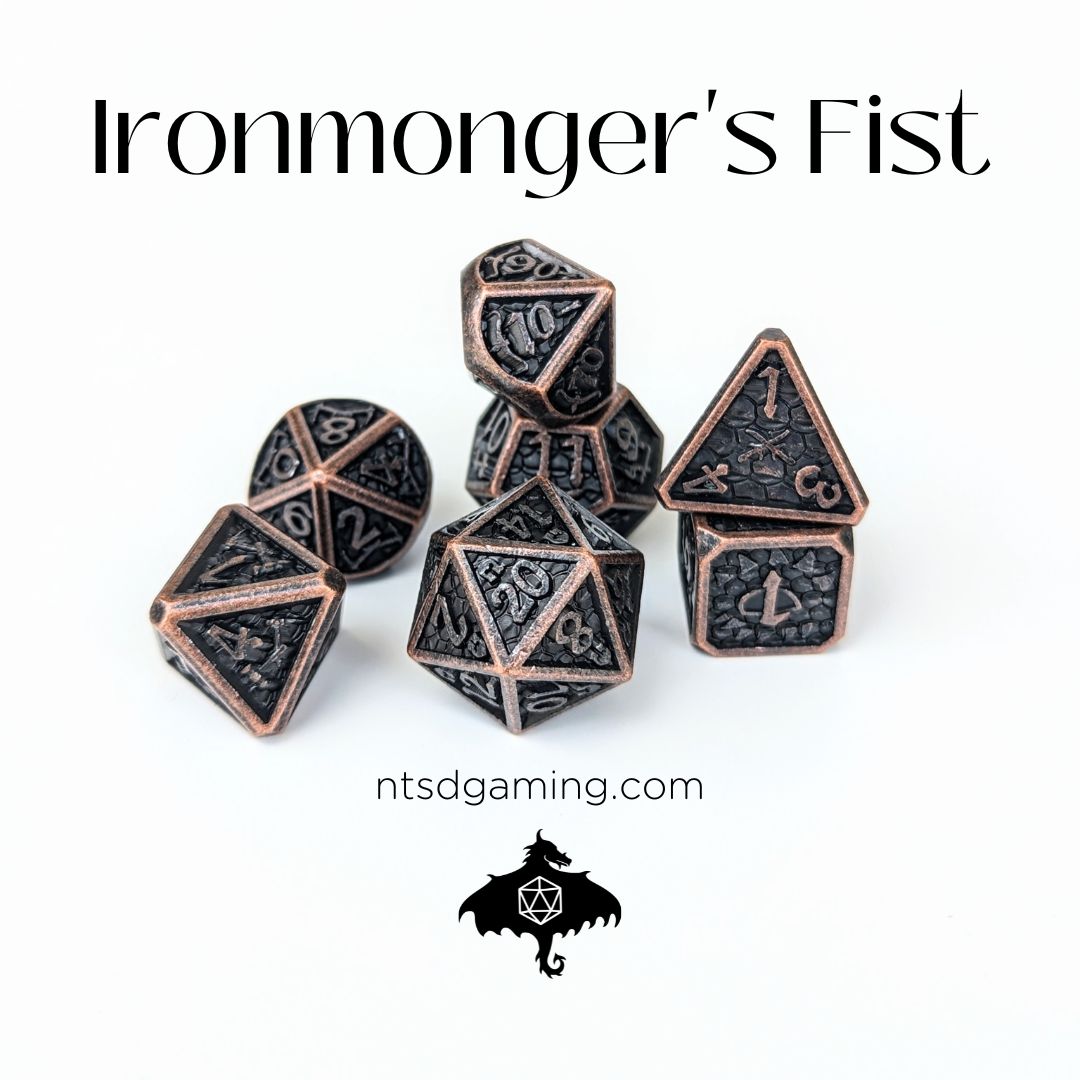 Ironmonger's Fist | 7 Piece Metal Dice Set - Emberglow Gaming