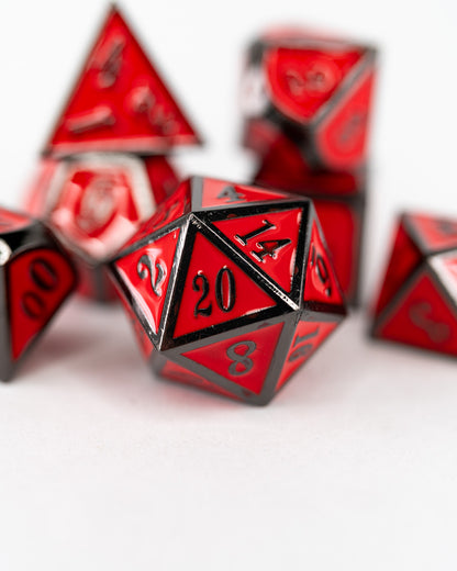 Red Guard | 7 Piece Metal Dice Set - Emberglow Gaming