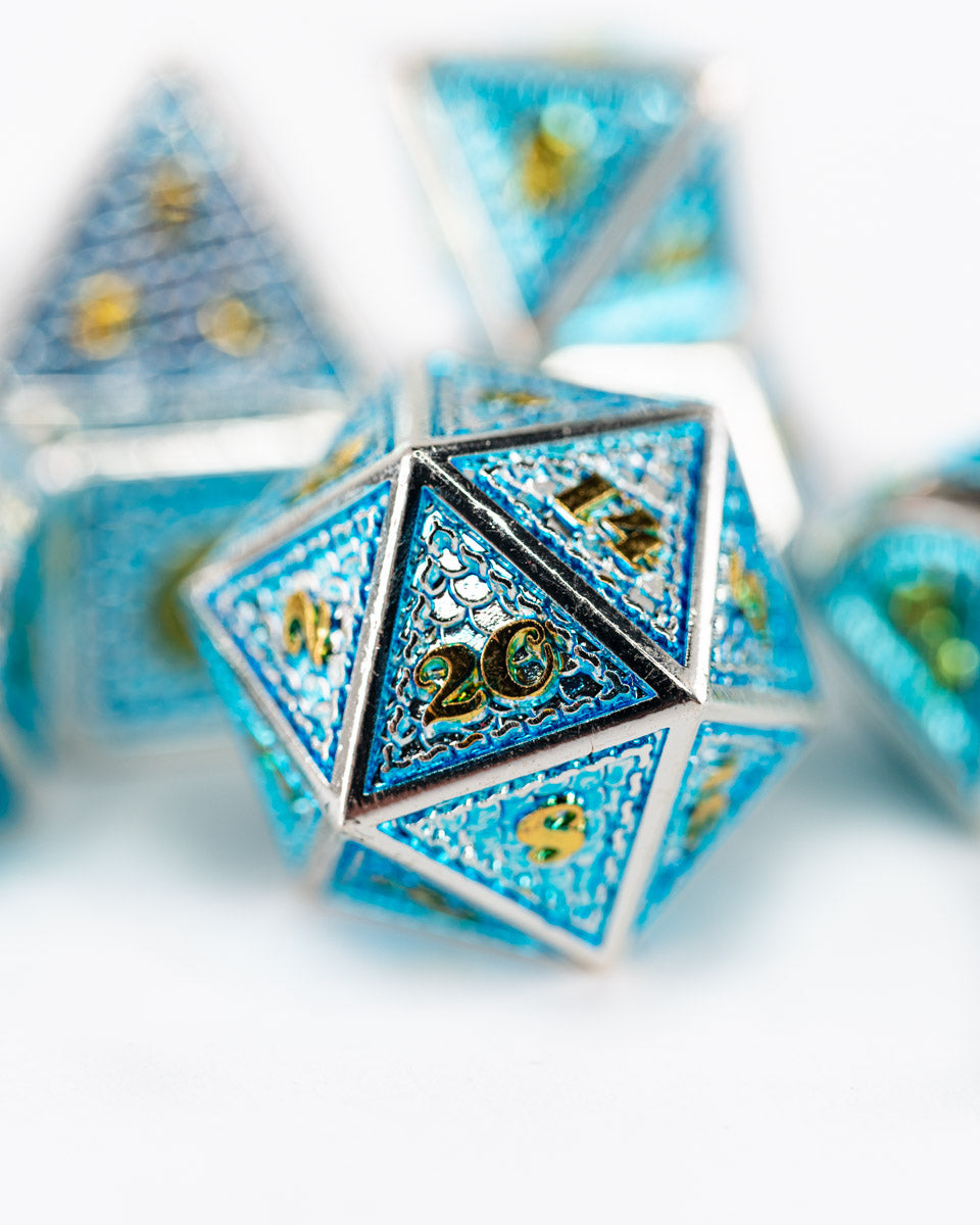 Desert Diamond | 7 Piece Metal Dice Set - Emberglow Gaming