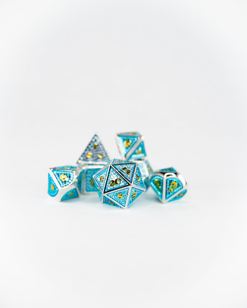 Desert Diamond | 7 Piece Metal Dice Set - Emberglow Gaming